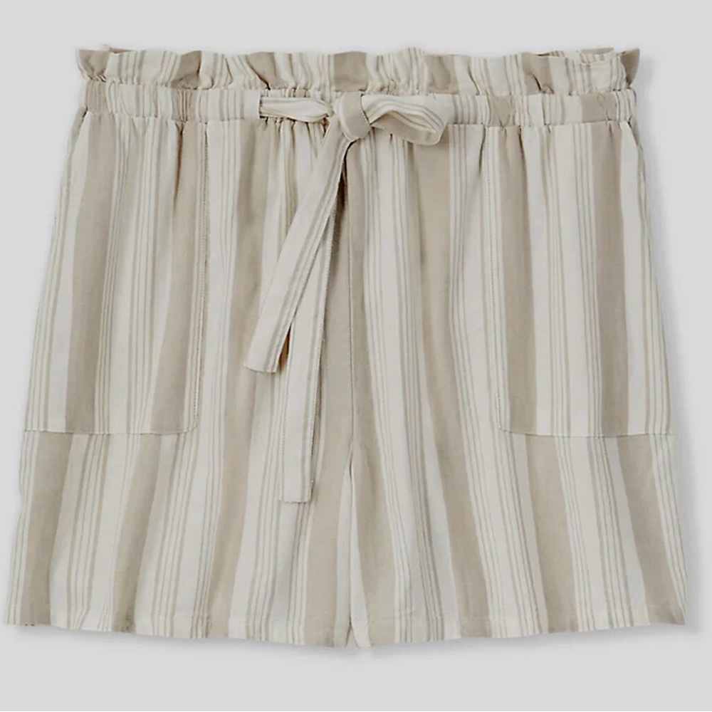 Torrid Beige Striped Paper Bag High Waist Shorts